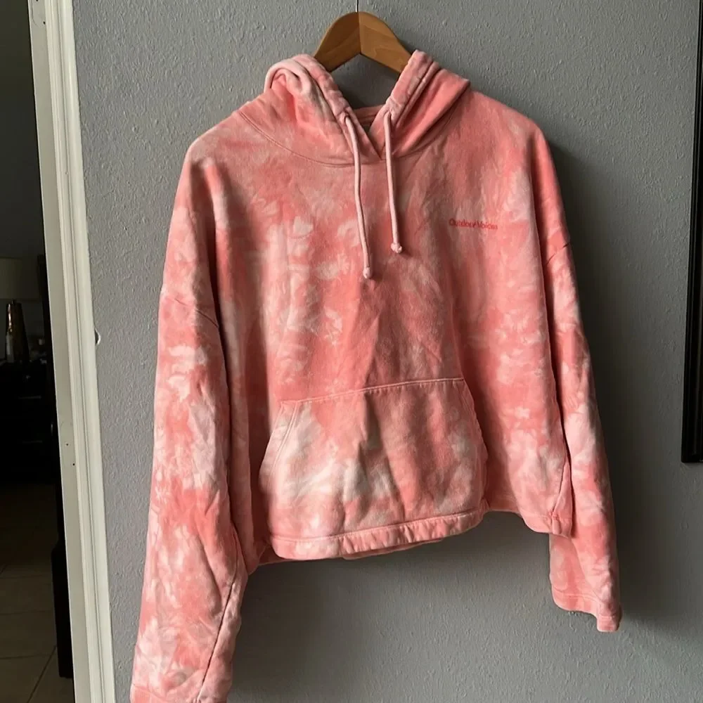 Outdoor Voices Pickup Latana Pink Tie Dye Logo Cropped Hoodie - Picture 2 of 7